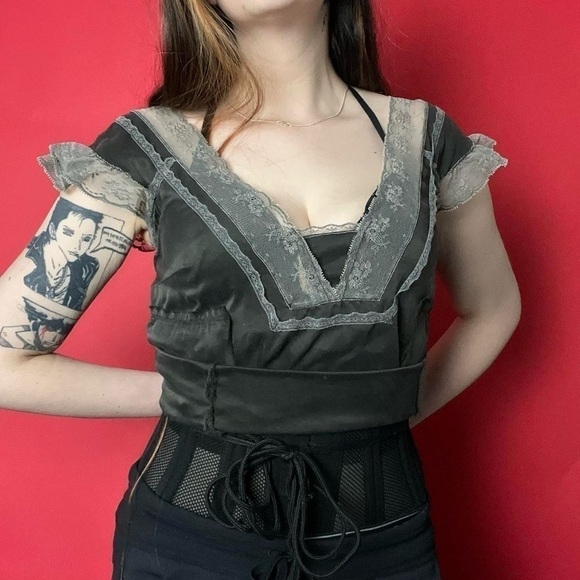 lace trim peasant / milkmaid top π€π©Άββββββββββββββ - Picture 2 of 6